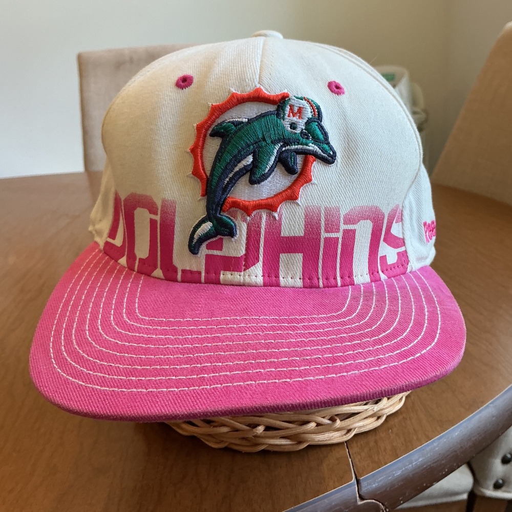 Reebok Miami Dolphins Hat Womens L XL Pink White NFL Breast Cancer Awareness Cap